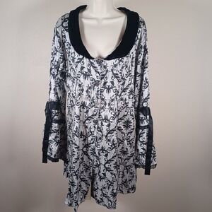 Funhouse Hot Topic Y2K Steampunk Whimsigoth Damask Lace Angel Sleeve Corset‎ Top